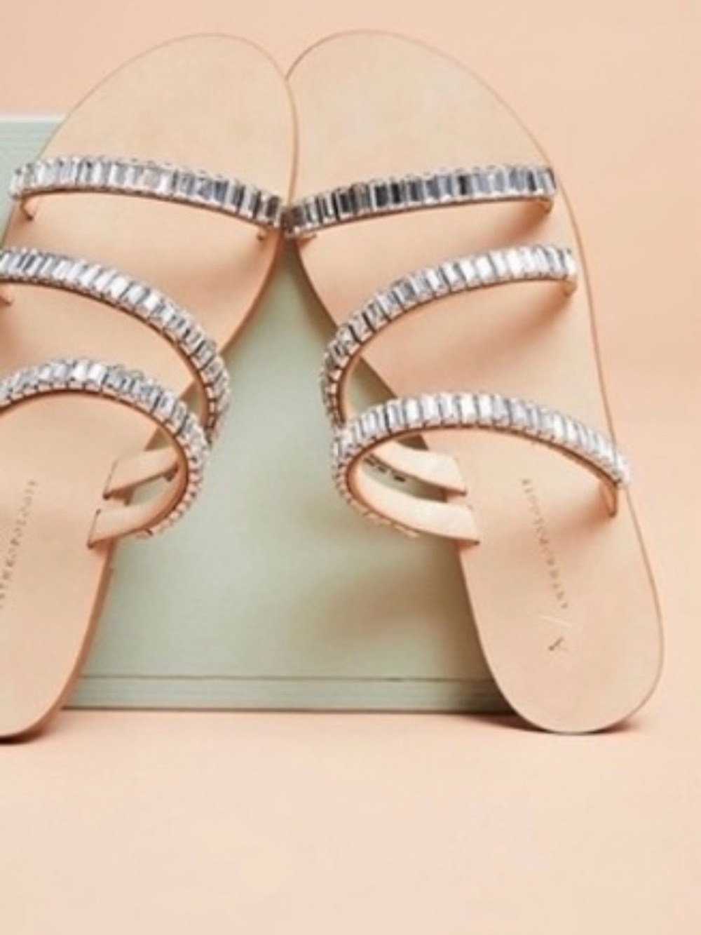 Anthropologie Crystal Nude Slide Sandals - Women